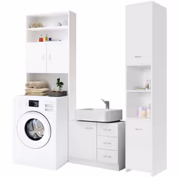 Elegante set da 3 mobili da bagno salvaspazio Il pratico set triplo di mobili di varie misure e dal design interamente bianco ...