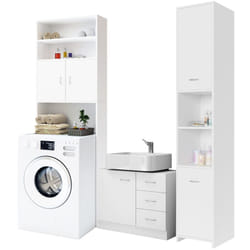 Deuba - Casaria Set 3x Mobili da Bagno Armadio Alto per Lavatrice Armadietto Sottolavabo Mobile a Colonna