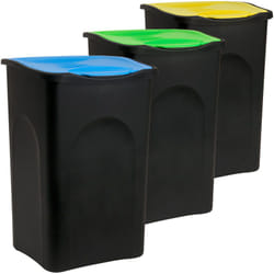 Deuba - 3x 50 l bidoni per rifiuti con coperchi Set di bidoni raccolta differenziata Set bidoni colorati rifiuti carta plastica