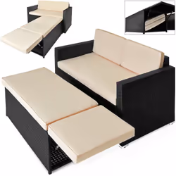 Arredamento elegante e versatile, che crea un'atmosfera da lounge! Questo set in polyrattan dallo stile chic comprende un div ...
