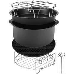 Monzana Accessori per friggitrice ad aria 8 pz. cestello per pane 3,6L teglia per pizza tapetino silicone griglia 3 spiedi
