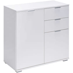 Credenza cassettiera Bianco Alba con 2 cassetti e 3 Porte 71x74x35cm cm Mobile comò Decorativo Effetto Legno DB121 - Bianco - Deuba