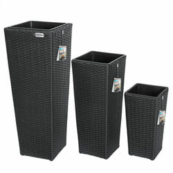 CASARIA Vaso Portafiori Set 3 pezzi Fioriera per piante e fiori effetto polirattan fioriere da giardino Nero