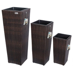 CASARIA Vaso Portafiori Set 3 pezzi Fioriera per piante e fiori effetto polirattan fioriere da giardino Marrone