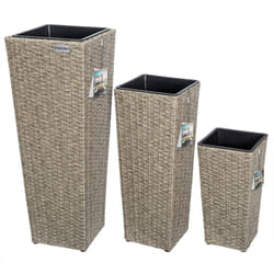 Deuba - casaria Vaso Portafiori Set 3 pezzi Fioriera per piante e fiori effetto polirattan fioriere da giardino Crema