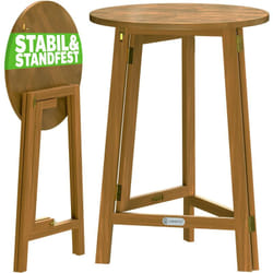 CASARIA® Tavolo da bar in legno duro di acacia pieghevole 110 cm di altezza Ø80 cm rotondo tavolo da bistrot tavolo da giardino feste