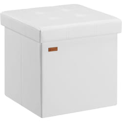 Casaria® Pouf Sgabello Contenitore 38x38x38cm Box Portaoggetti m White (en)