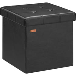 Casaria® Pouf Sgabello Contenitore 38x38x38cm Box Portaoggetti m Black (en)