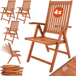 Casaria Set sedie da giardino Vanamo in legno di eucalipto fsc® pieghevoli schienale alto - Set 4 pz