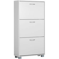 Casaria Scarpiera 3 Ante 115x 60x 24cm 18 Paia di Scarpe Divisori Regolabili Cassettiera Salvaspazio bianco