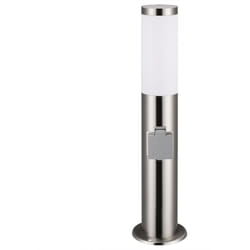Deuba - monzana® Lampada per Vialetto Acciaio Inox Attacco E27 Luce Esterni Paletto Illuminazione Sentiero Piantana Esterno silber mit Steckdose (de)