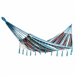 Detex - Amaca da giardino capacita di carico 300kg 320x150cm traspirante frange campeggio giardino interno esterno colore a scelta Blu