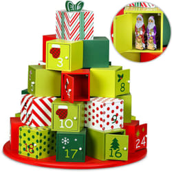 Deuba - Spielwerk® Calendario dell'avvento in legno riutilizzabile con cassettini da riempire Calendario Avvento Rotondo xl