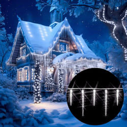 Deuba - Catena luminosa led con stalattiti di ghiaccio illuminazione natale ghirlanda di luci 40 Icicles led White (en)