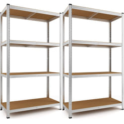 D Scaffale in Metallo 2 pezzi 160x90x40cm 700kg Scaffalatura Officina Magazzino 5 Ripiani mdf