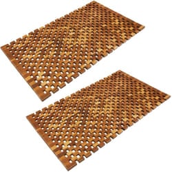 Deuba - 2x tappetino da bagno in legno di acacia fsc 80x50 cm poggiapiedi da sauna con gommini antiscivolo