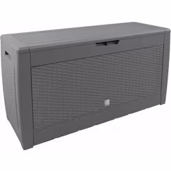 Tutto il posto necessario per riporre le tue cose! Il baule da giardino con aspetto rattan /intrecciato/ piastrelle offre spa ...