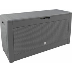 Deuba - Casaria Baule da giardino 119cmx48cmx60cm con coperchio ribaltabile Contenitore per esterni box oggetti bauli terrazza Effetto rattan-grigio