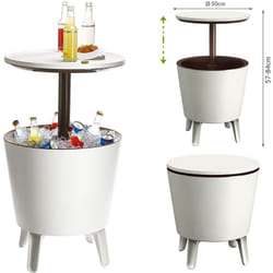 Tavolino Cool Bar tavolo frigorifero portaghiaccio frigo porta-ghiaccio tavolino contenitore termico secchiello ghiaccio Marrone-bianco - Keter