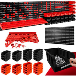 Deuba - Pannello Preforato per Utensili 95x54cm Ampliabile 94pz. 60 Ganci 2 Vassoi 28 Box Officina