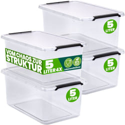 Deuba - Contenitore in Plastica Scatola da 2L e 5L Set Contenitori Trasparenti bpa Free impilabili Scatole Cucina Camera da Letto 4x 5L (de)