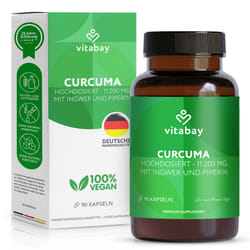 Vitabay capsule di curcuma ad alto dosaggio - VEGAN 240 compresse 500mg con pepe 90 pz Capsule