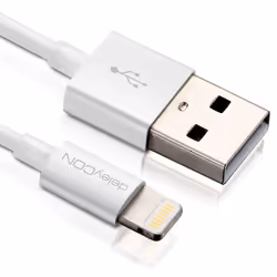deleyCON USB - Lightning, 2 m, Lightning, USB A, Bianco, Dritto, Dritto