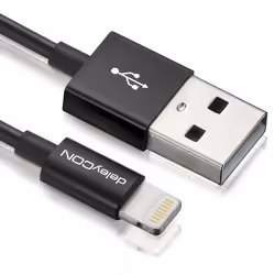 deleyCON USB - Lightning, 2 m, Lightning, USB A, Nero, Dritto, Dritto