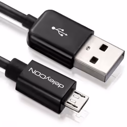 deleyCON USB - micro USB, 1,5 m, USB A, Micro-USB B, USB 2.0, Maschio/Maschio, Nero