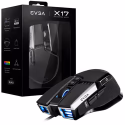 EVGA X17, Ambidestro, Ottico, USB tipo A, 16000 DPI, Nero