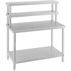 Royal Catering - Nuovo Tavolo Inox Con Sovrastruttura Da 2 Ripiani - Carico Totale Fino a 175 Kg