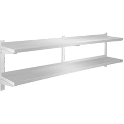 Mensola In Acciaio Inox Dimensioni 180 X 30 Cm - 2 Ripiani Regolabili In Altezza
