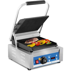 Royal Catering - Piastra Per Panini Elettrica Bistecchiera Timer Display Digitale 1800 w - Rigata