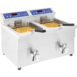 Friggitrice a Induzione 2 Vasche Da 10 Litri Con Timer e Rubinetto Di Scarico