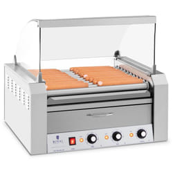 Royal Catering - Cuoci Hot Dog Macchina Professionale Acciaio Inox Vetro Temperato 11 Rulli 2600W