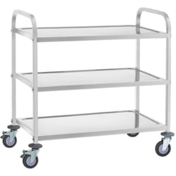 Carrello Inox 3 Ripiani Fino a 150 Kg 2 Freni Carrello Di Servizio Acciaio Inox