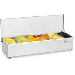 Royal Catering - Contenitore barman per additivi per bevande + 6 inserti contenitori, acciaio inossidabile