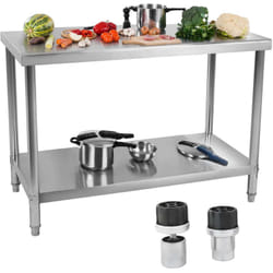 Royal Catering - Piano tavolo ristorazione centrale in acciaio inox con ripiano 120x70 cm