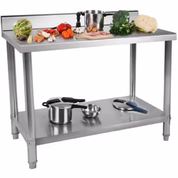⭐⭐⭐⭐⭐ Tavolo inox - 100 x 60 cm - con alzatina di marca Royal Catering ✅ Modello: RCAT-100/60-N ✅ Articolo: 10011090 ⬇️ Carat ...