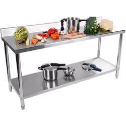 ⭐⭐⭐⭐⭐ Tavolo inox - 200 x 60 cm - con alzatina di marca Royal Catering ✅ Modello: RCAT-200/60-N ✅ Articolo: 10011087 ⬇️ Carat ...