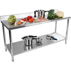 Royal Catering - Tavolo Inox Acciaio Inossidabile Banco Da Lavoro Alzatina 200 x 60 Cm 160 Kg
