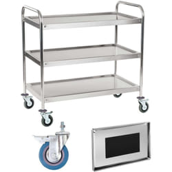 Royal Catering - Carrello Carrellino Servizio Cucina Mobile Su Ruote 3 Ripiani Acciaio Inox Nuovo