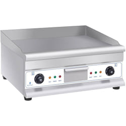 Royal Catering - Fry Top Elettrico Doppio In Acciaio Inox Piastra Liscia 2 x 3.200 Watt - 60 Cm