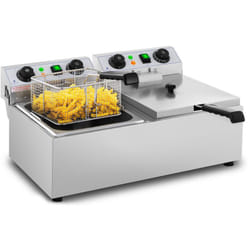 Friggitrice Elettrica Con Timer 2 x 10 Litri Zona Fredda 2 x 3200 w Acciaio Inox