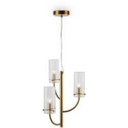 Maytoni - Lampadario Contemporaneo Arco Metallo Ottone 3 Luci Diffusori In Vetro