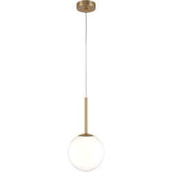 Lampadario Minimal Basic Form Medio In Metallo Oro 1 Luce e Diffusore Bianco
