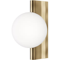 Applique Contemporanea Avant-Garde In Metallo Ottone 1 Luce Con Diffusore Bianco