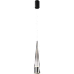 Lampadario a Sospensione Moderno Sintesi Metallo Cromo Vetro 1 Luce Led 12W