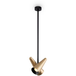 Lampadario a Sospensione Moderno Giro Metallo Ottone Alluminio 2 Luci Gu10 50W