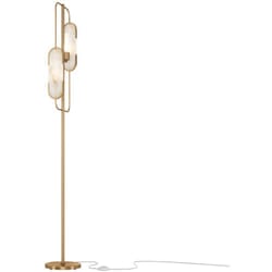 Maytoni - Piantana Contemporanea Marmo Metallo Oro 2 Luci Diffusori Pietra Bianca